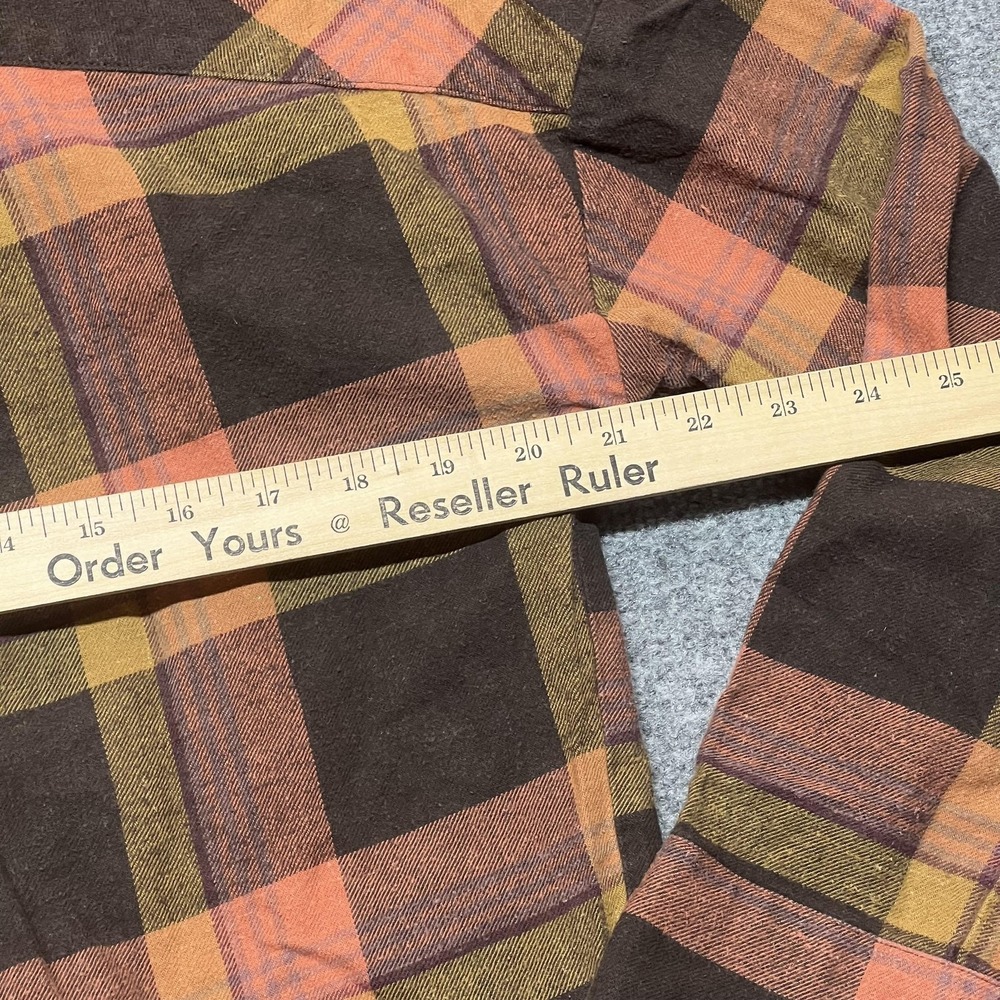 PrAna Shirt Womens Medium Brown Plaid Flannel Long Sleeve Popover Casual - Picture 6 of 7